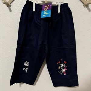 Navy Piglet Embroidered Flowy Pants NWT